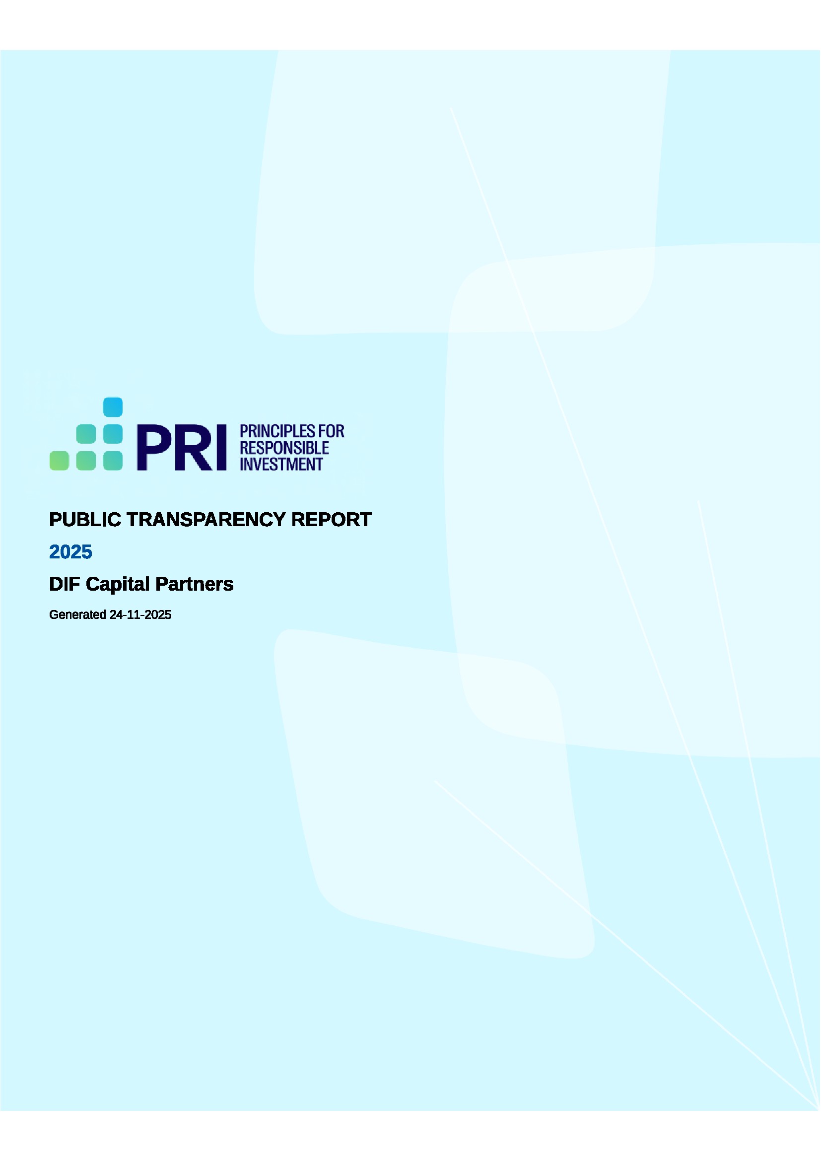 2025 Public Full Transparency Report DIF Capital Partners Front Page
